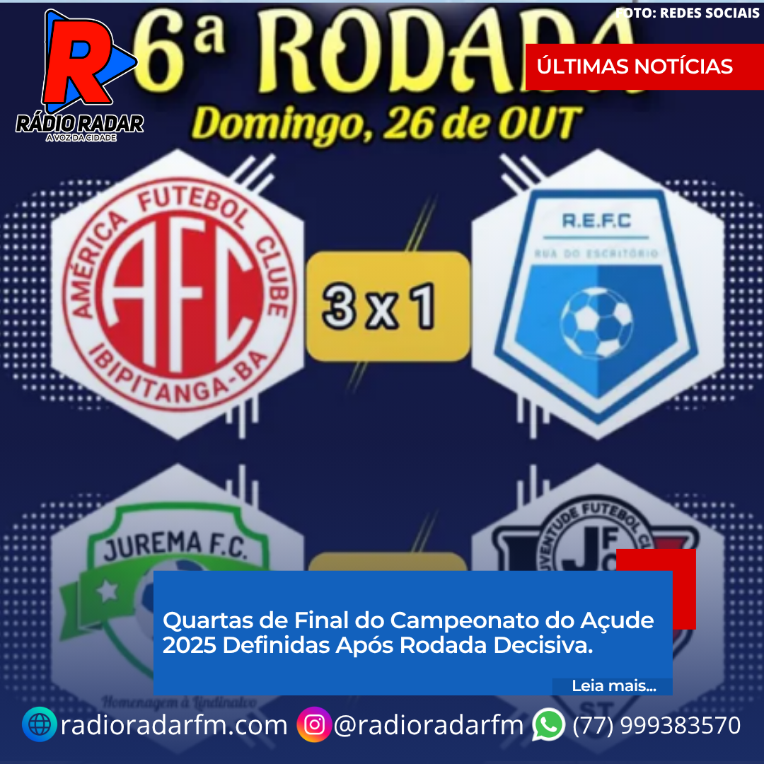 Quartas de Final do Campeonato do Açude 2025 Definidas Após Rodada Decisiva