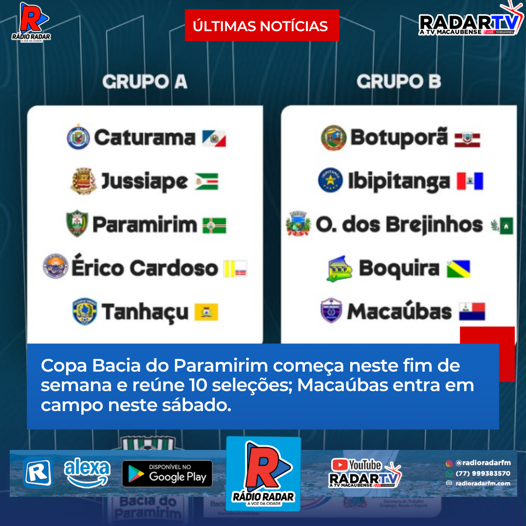 Copa Bacia do Paramirim começa neste fim de semana e reúne 10 seleções; Macaúbas entra em campo neste sábado.