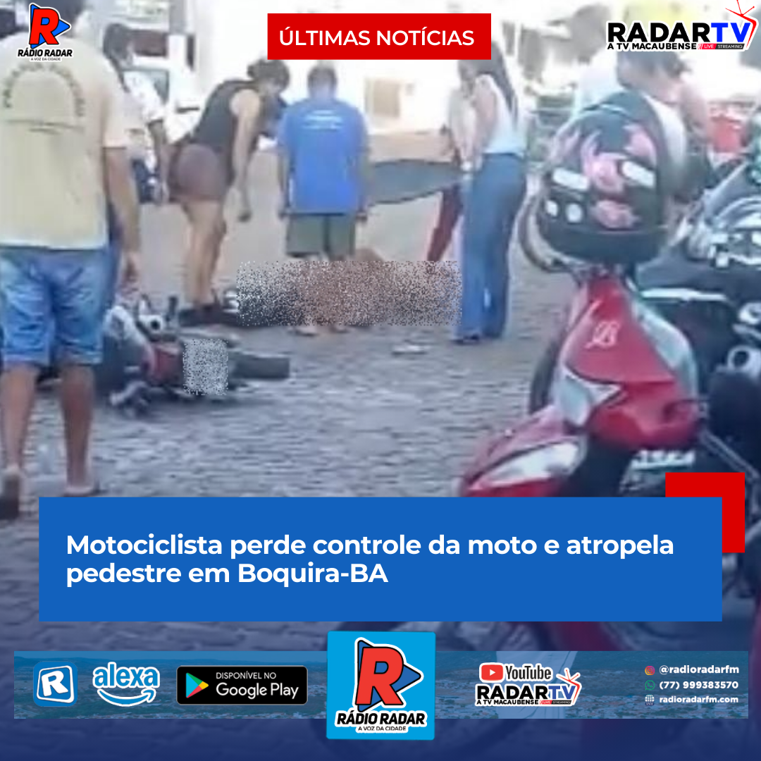 Motociclista perde controle da moto e atropela pedestre em Boquira-BA
