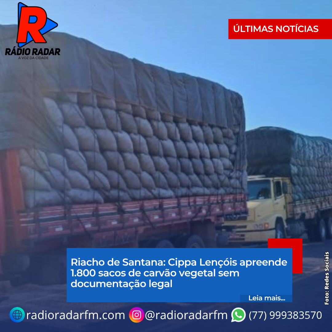 Riacho de Santana: Cippa Lençóis apreende 1.800 sacos de carvão vegetal sem documentação legal