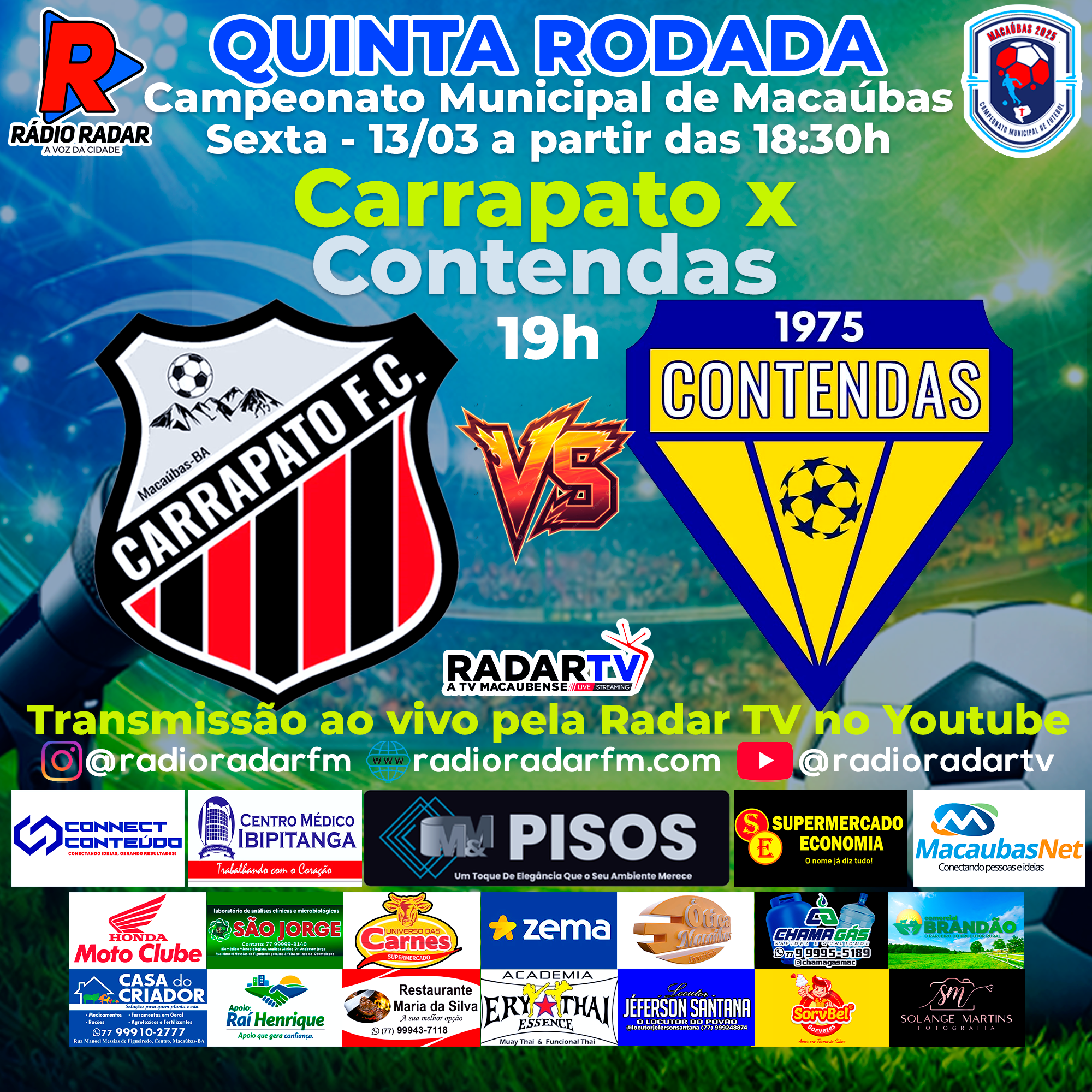 Carrapato e Contendas fecham a primeira rodada do Macaubense 2026 nesta sexta-feira