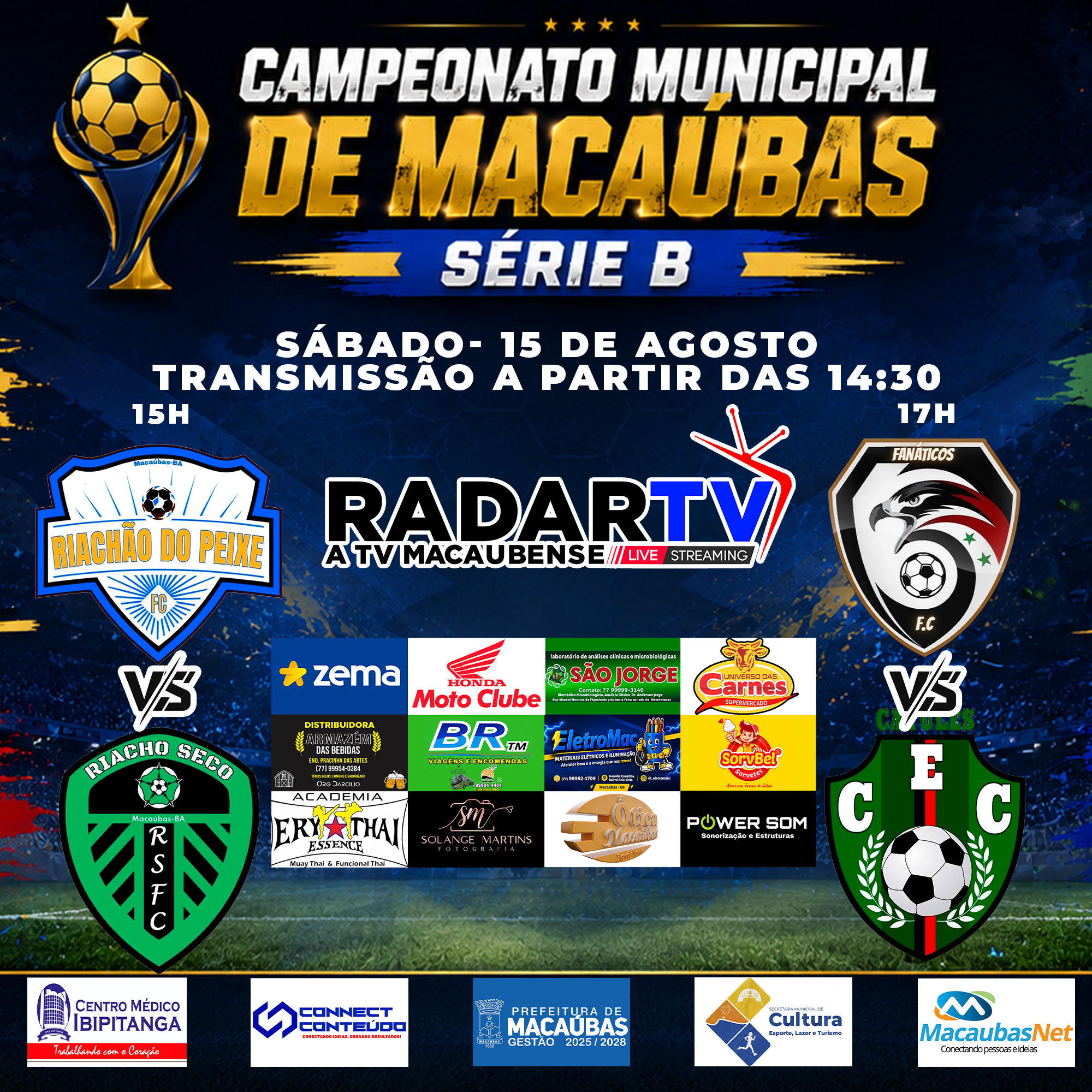 Segunda rodada do Grupo D coloca Riachão, Riacho Seco, Fanáticos e Catulés em campo neste sábado