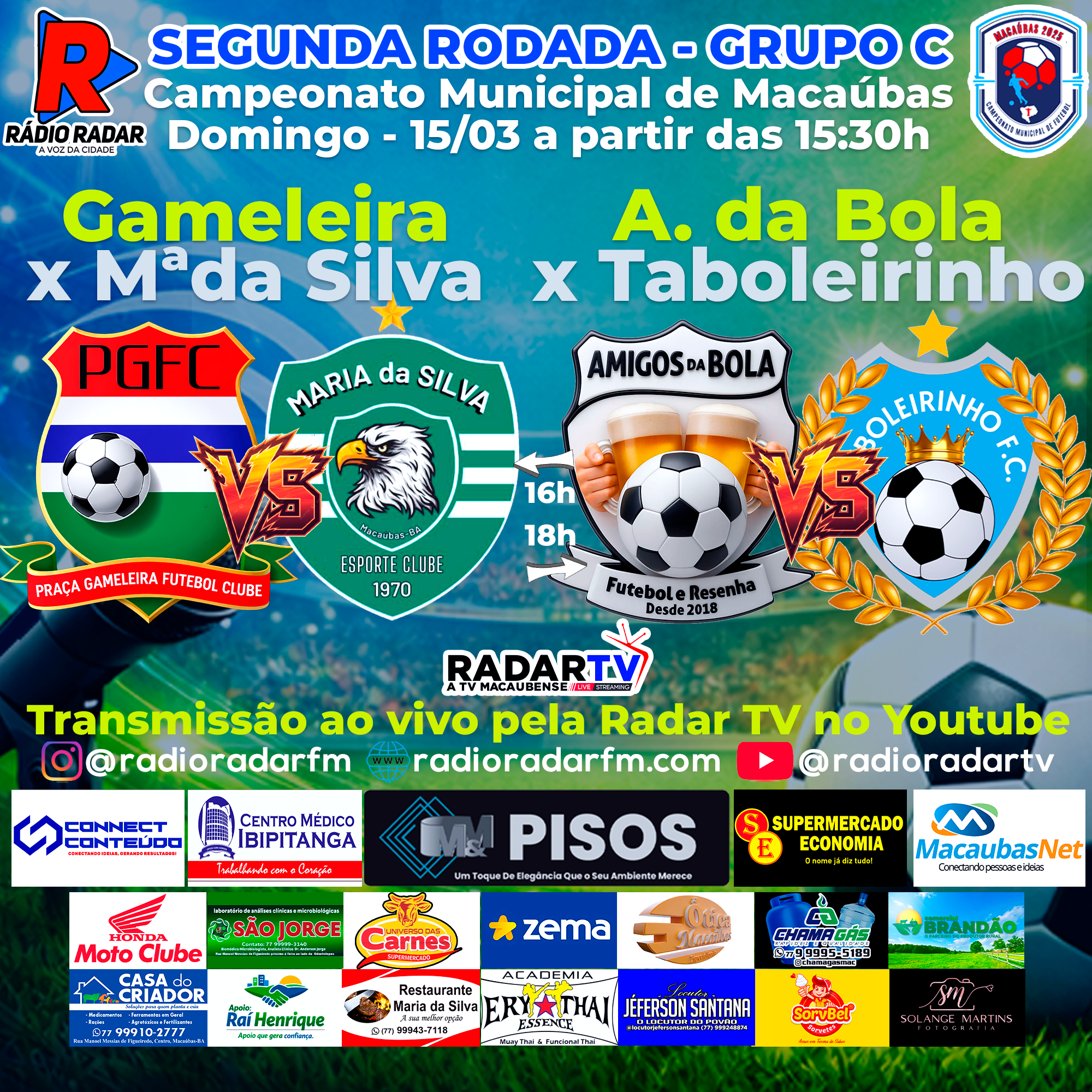 Grupo C movimenta o domingo pela segunda rodada do Macaubense 2026