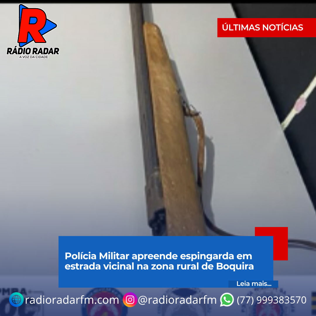 Polícia Militar apreende espingarda em estrada vicinal na zona rural de Boquira