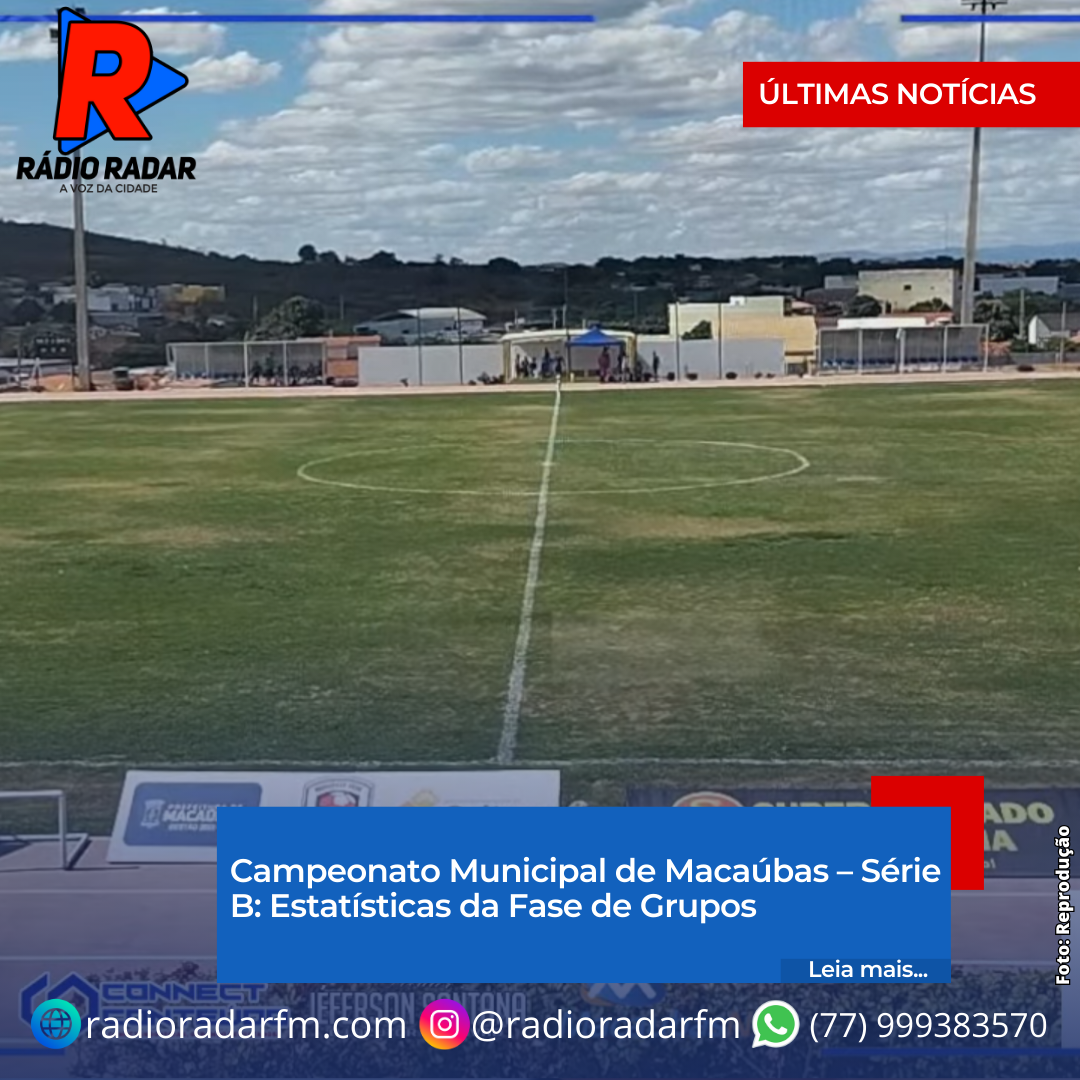 Campeonato Municipal de Macaúbas – Série B: Estatísticas da Fase de Grupos