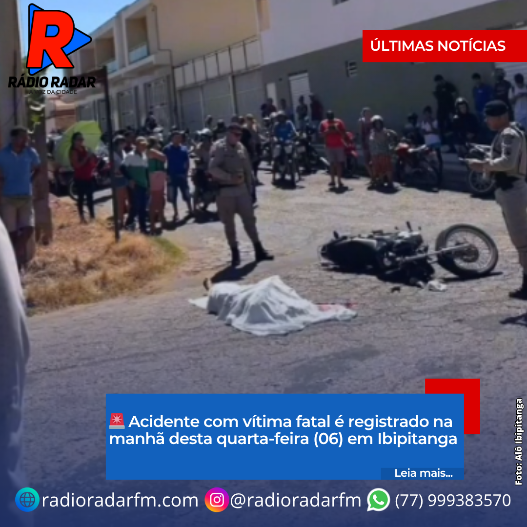 Acidente com vítima fatal é registrado na manhã desta quarta-feira (06) em Ibipitanga