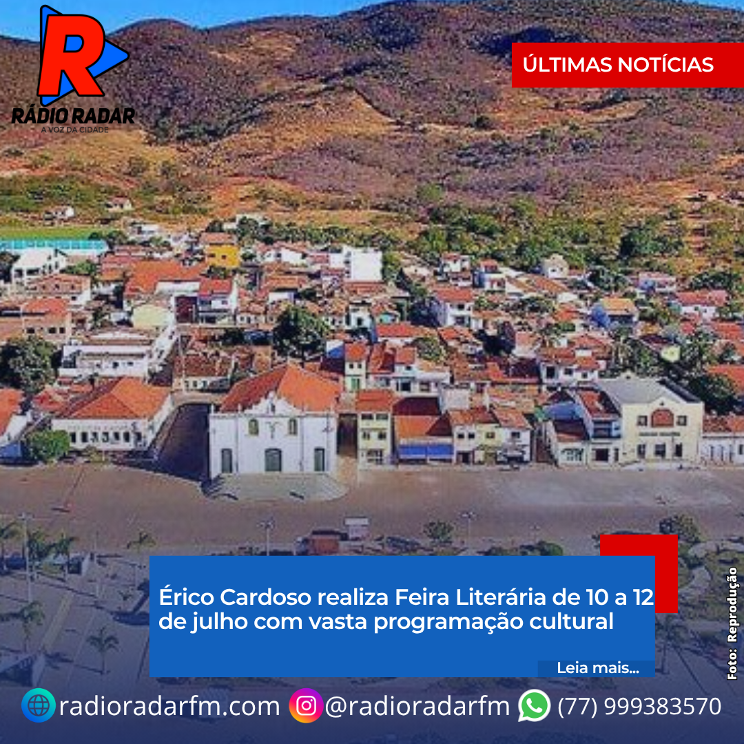 Érico Cardoso realiza Feira Literária de 10 a 12 de julho com vasta programação cultural