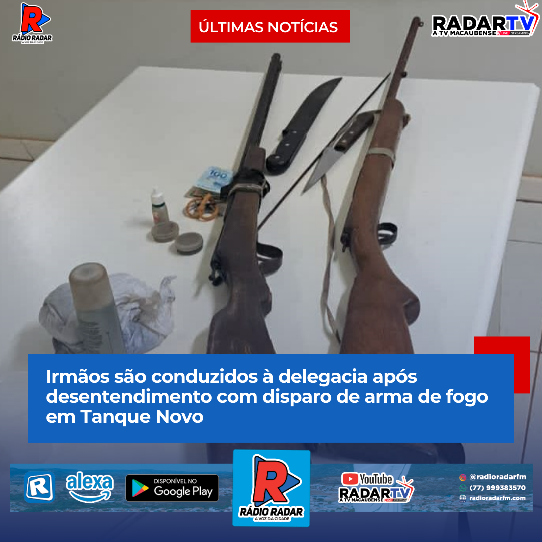 Irmãos são conduzidos à delegacia após desentendimento com disparo de arma de fogo em Tanque Novo