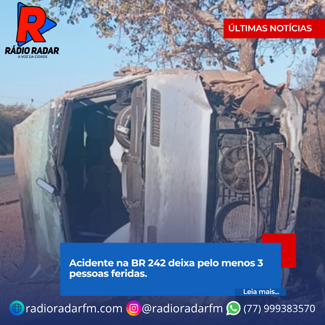 Acidente na BR 242 deixa pelo menos 3 pessoas feridas.