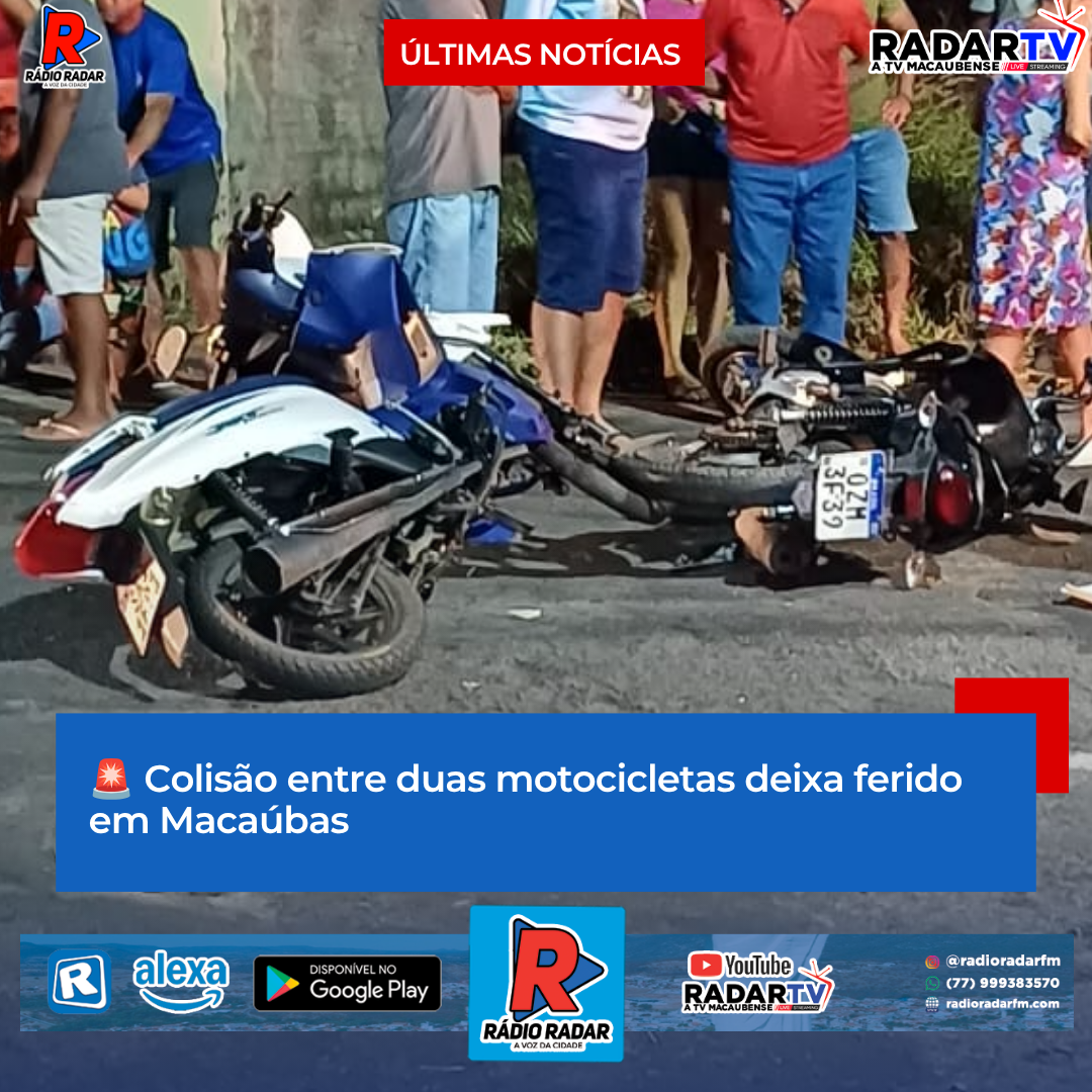 Colisão entre duas motocicletas deixa ferido em Macaúbas