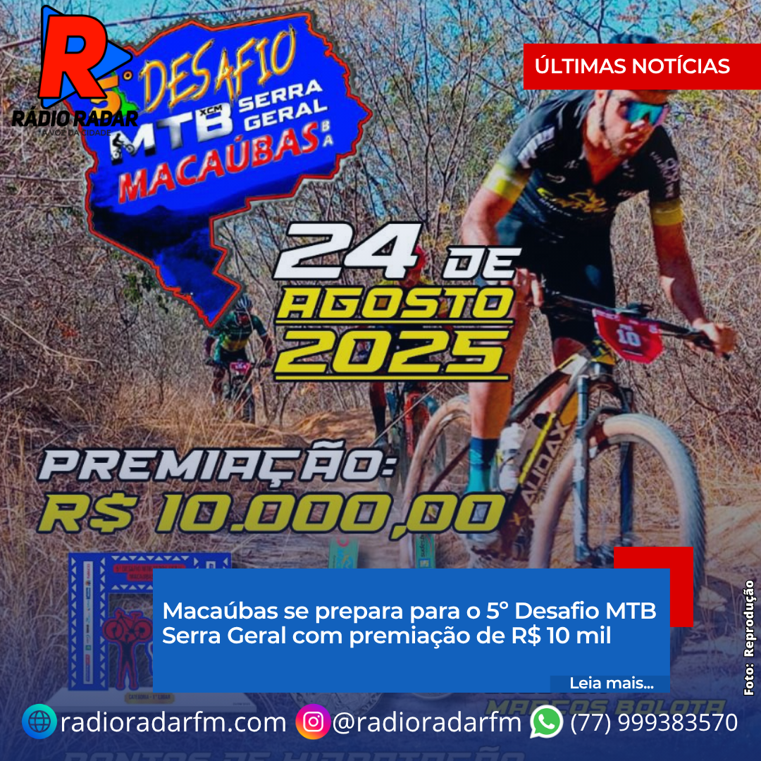 Macaúbas se prepara para o 5º Desafio MTB Serra Geral com premiação de R$ 10 mil