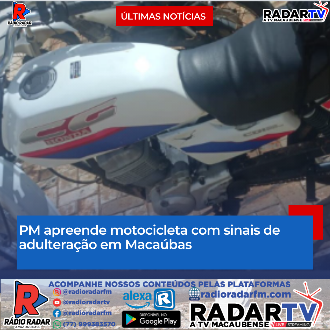 PM apreende motocicleta com sinais de adulteração em Macaúbas