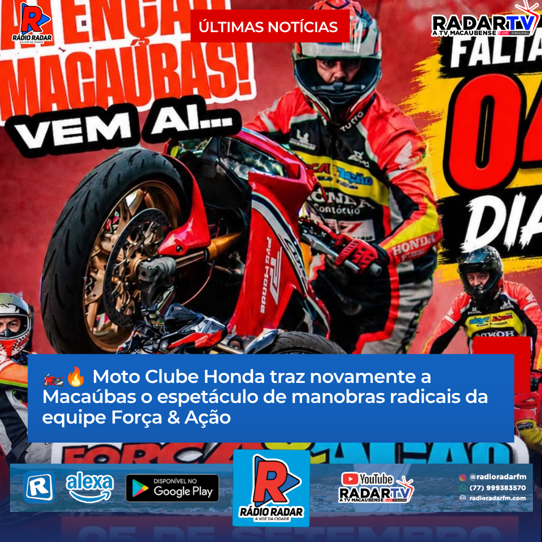 Moto Clube Honda traz novamente a Macaúbas o espetáculo de manobras radicais da equipe Força & Ação
