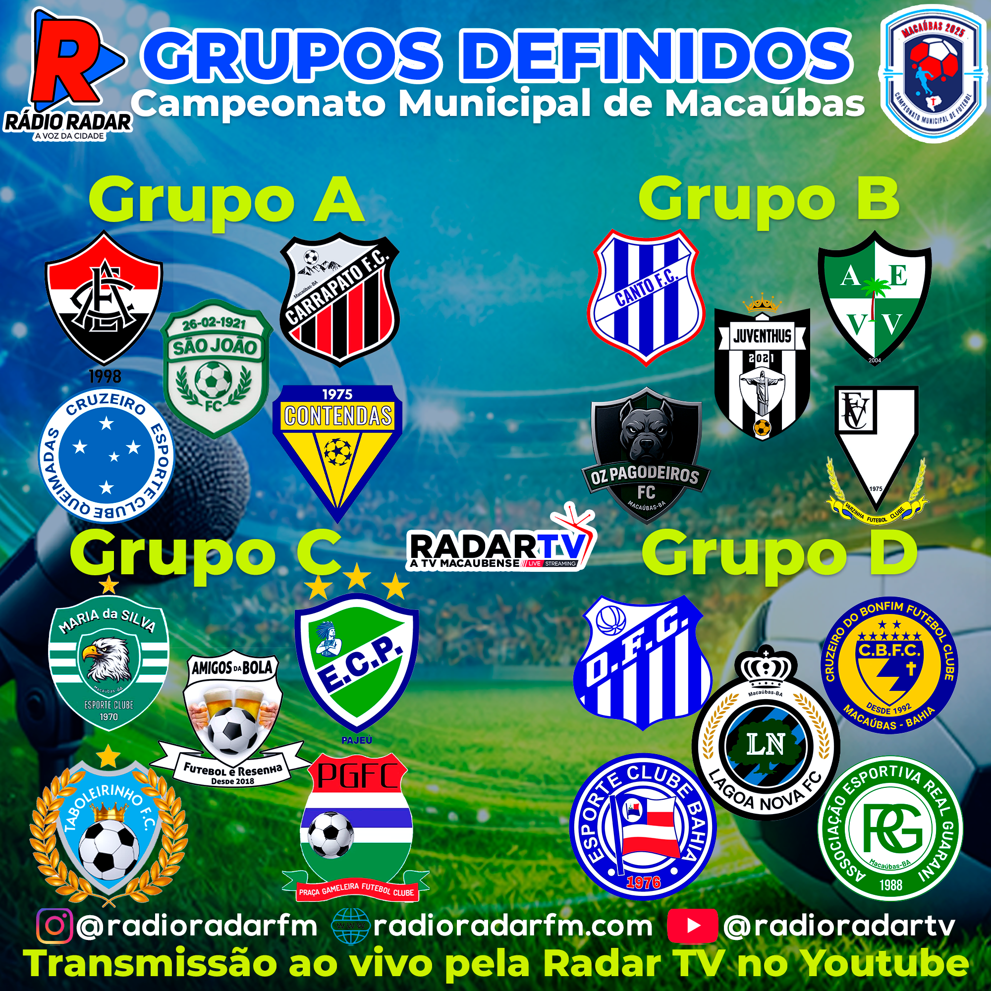 Sorteio define os grupos da Série A do Campeonato Macaubense 2026