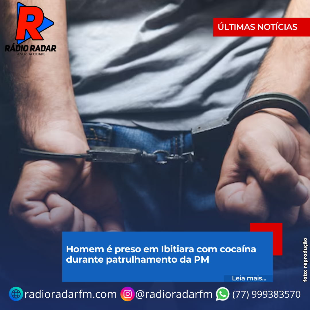 Homem é preso em Ibitiara com cocaína durante patrulhamento da PM