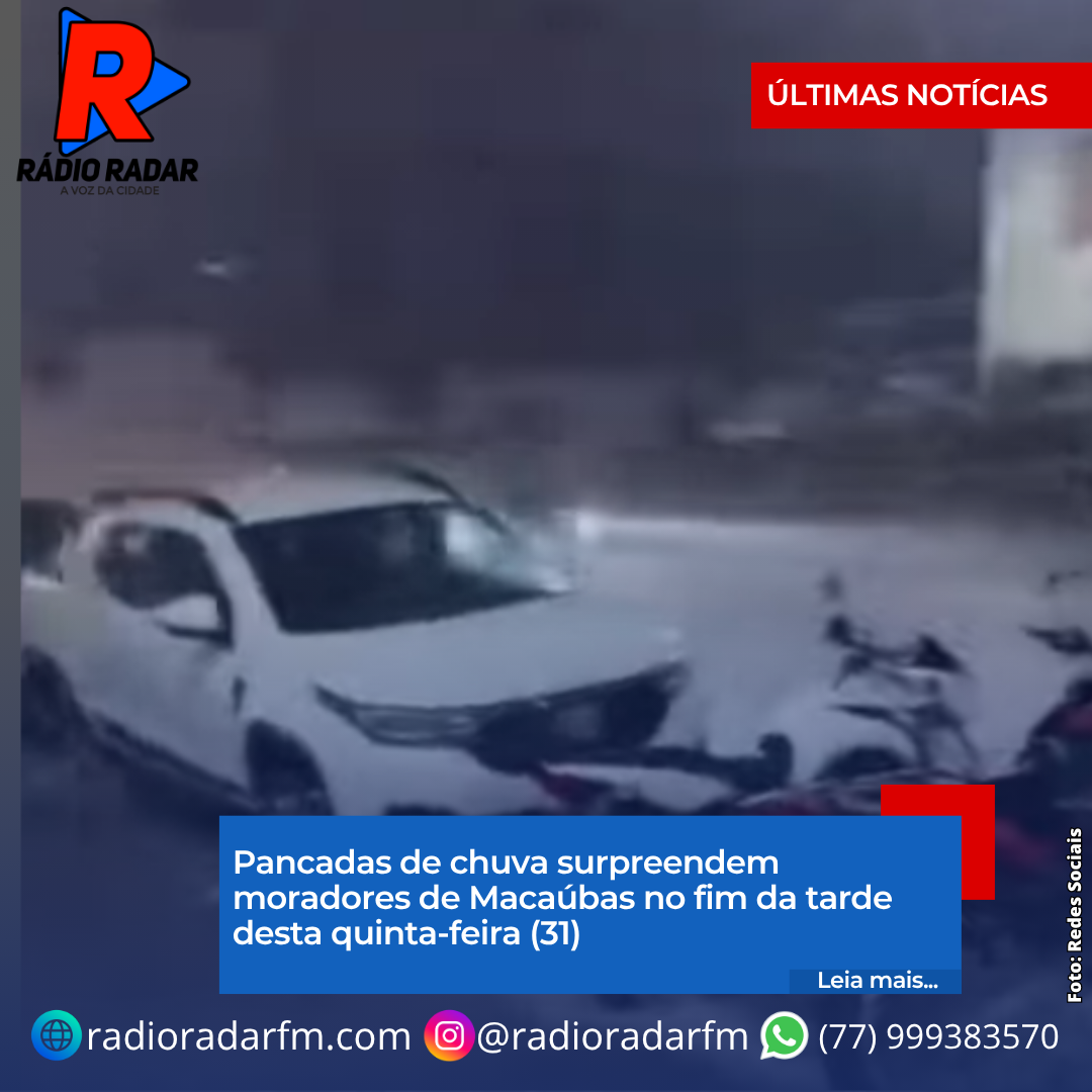Pancadas de chuva surpreendem moradores de Macaúbas no fim da tarde desta quinta-feira (31)