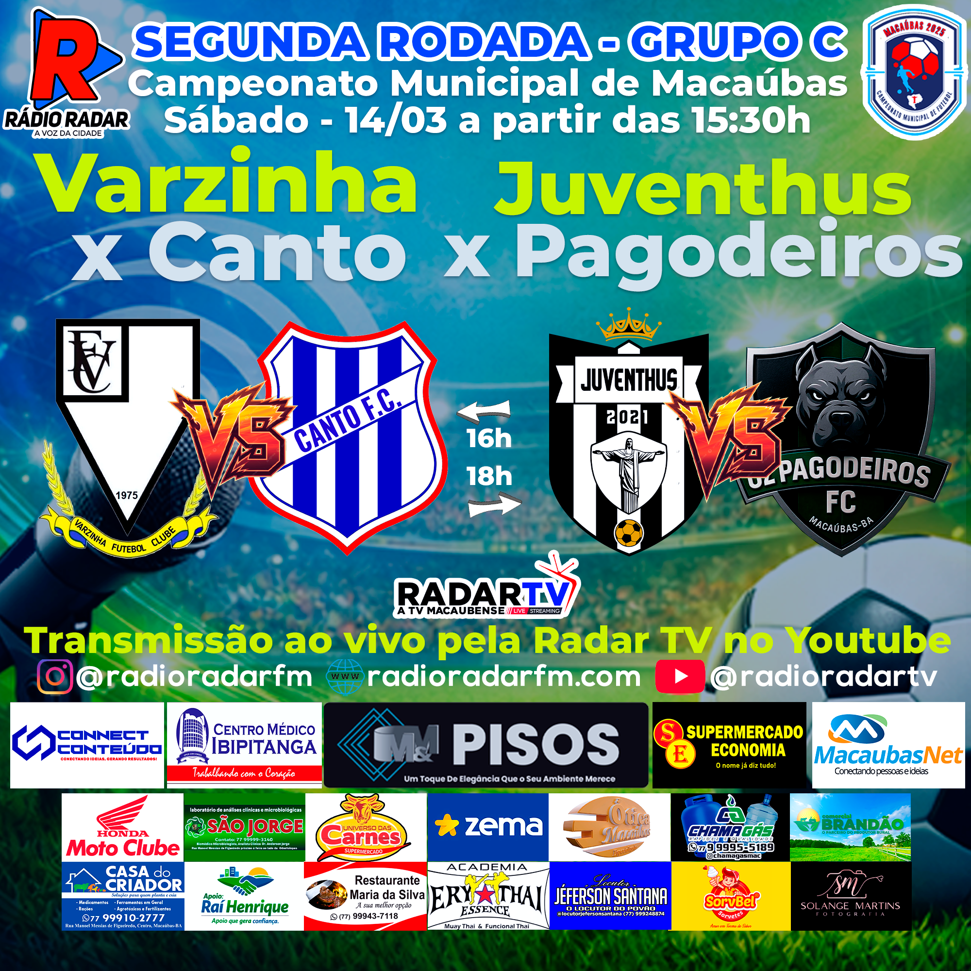 Dois confrontos abrem a segunda rodada do Campeonato Municipal de Macaúbas neste sábado