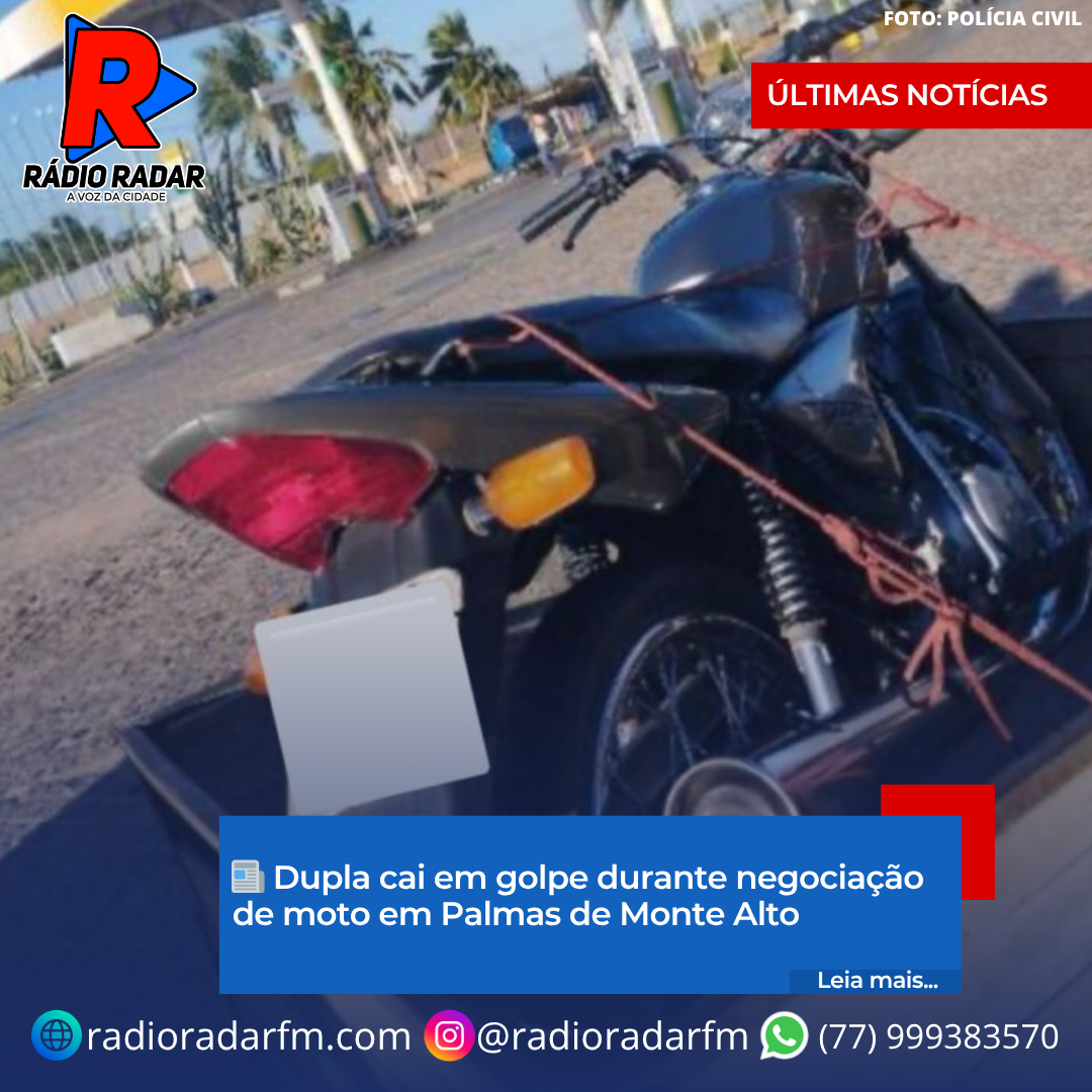 📰 Dupla cai em golpe durante negociação de moto em Palmas de Monte Alto